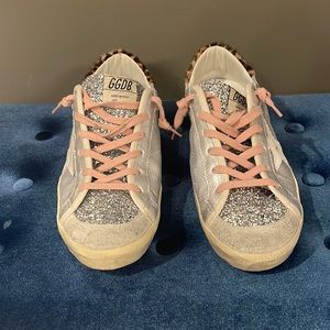 Golden Goose Superstars Glitter Pink Animal Print